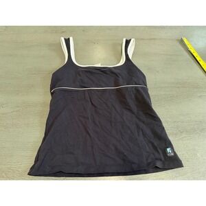 Ion Actif Womens Black White Athletic Tank Top Built In Shelf Bra Medium M